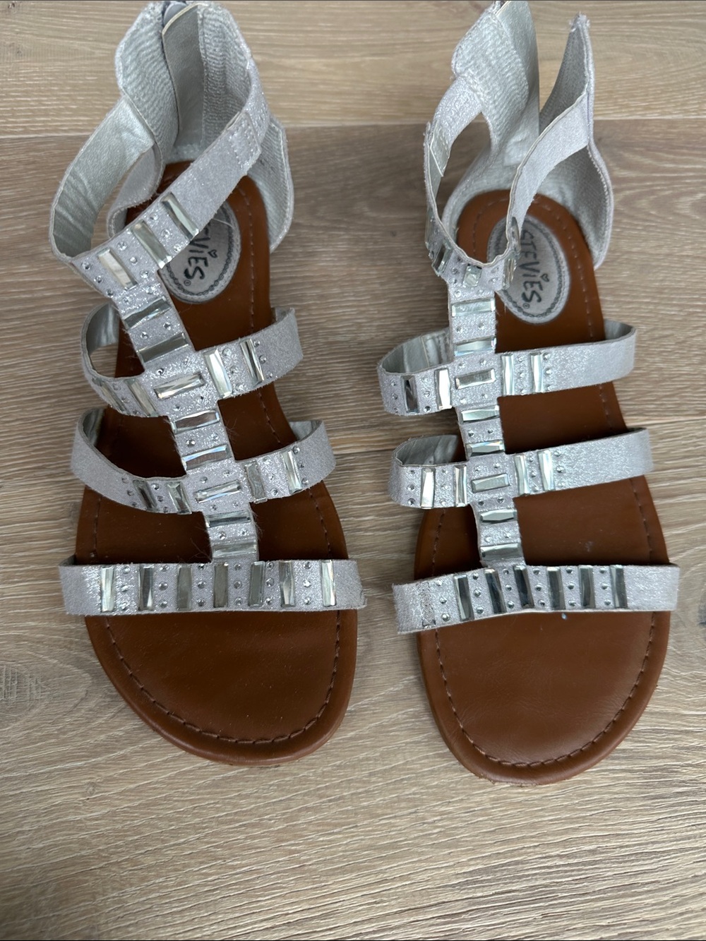 Stevies Silver Studded Strappy Sandals